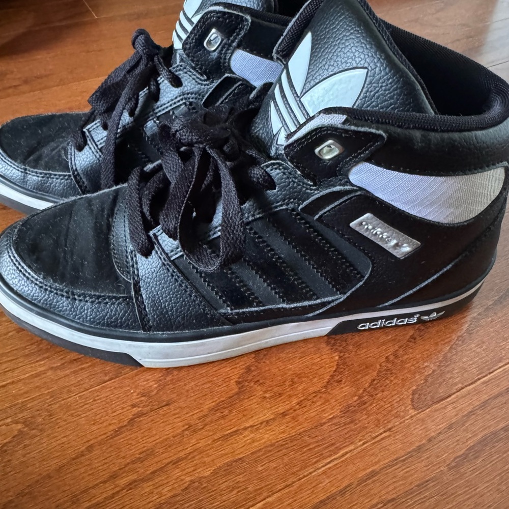 Adidas Black and White Mid-Top Sneakers